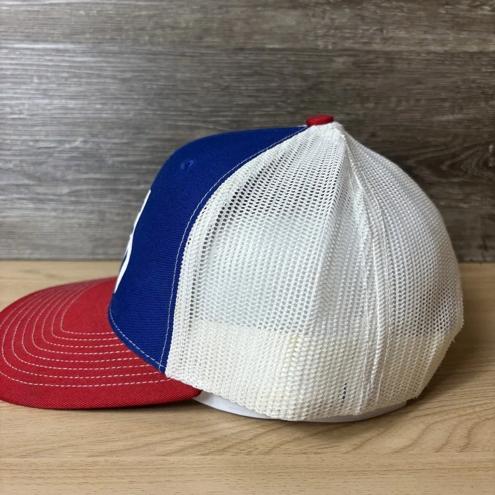 Garage Gym Barbell Hat Cap Snap Back Blue Red White Trucker Mesh Mens Fitness